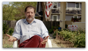 Former DC Councilman David Grosso, sitting outside for an interview.